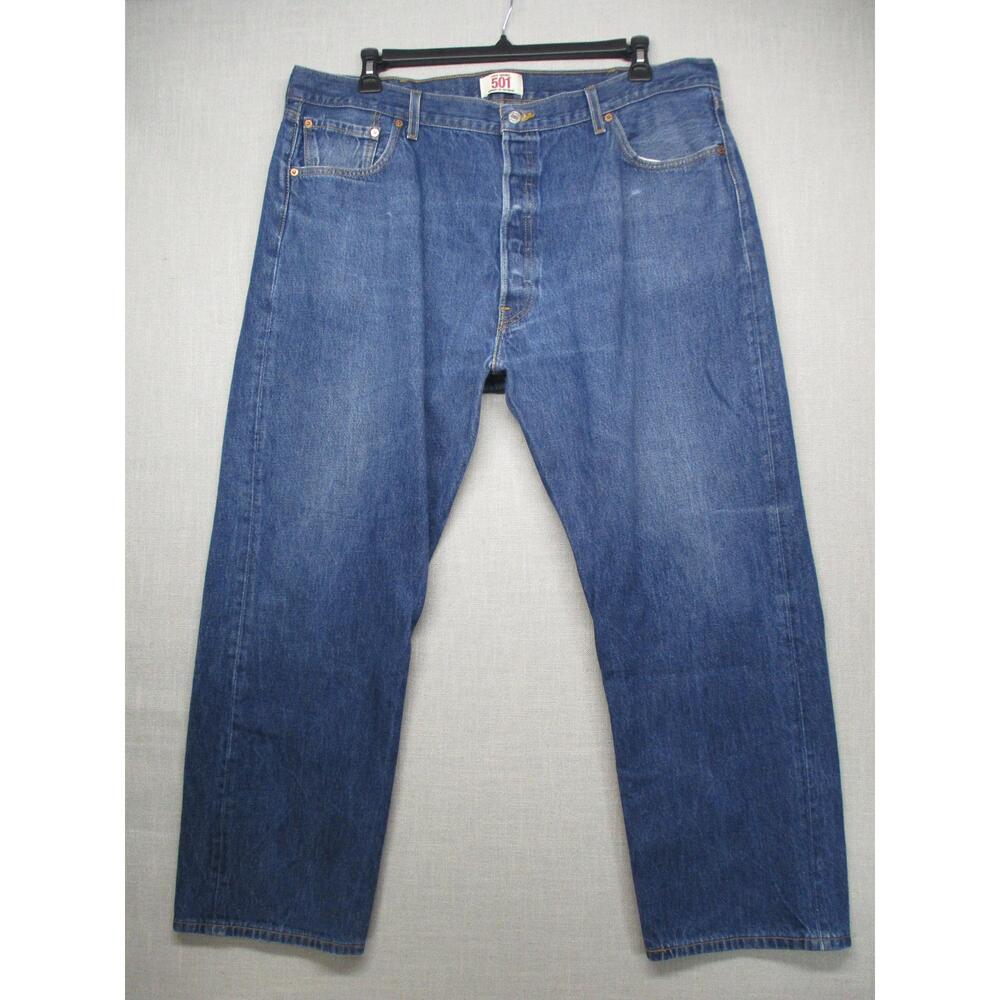Levis Blue Vintage Y2K Distressed Classic 501 Jeans Mens Size Waist 44 Length 32